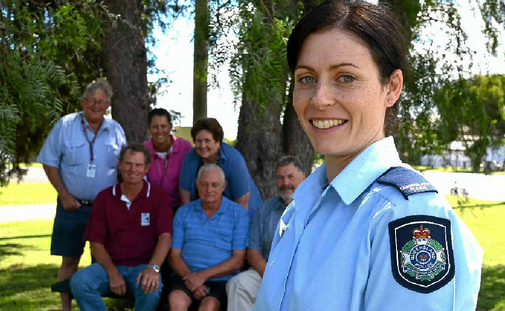 Sarah Ellis had is farewelled by Crime Stoppers members (from back, left) Doug Cutmore, Jo McNally, Nancy De Prada, (front) Cameron Schoenfisch, Trevor Schrader and Ziggy Holter. Sarah Ellis had is farewelled by Crime Stoppers members (from back, left) Doug Cutmore, Jo McNally, Nancy De Prada, (front) Cameron Schoenfisch, Trevor Schrader and Ziggy Holter.